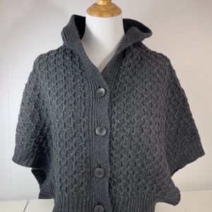 Cardigan Poncho, medium size, grey,wool